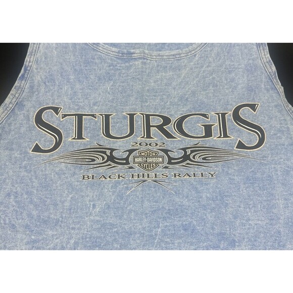 Harley Davidson STURGIS Black Hills Rally 2002 Men’s Blue Tank Top Size Large - Picture 2 of 5